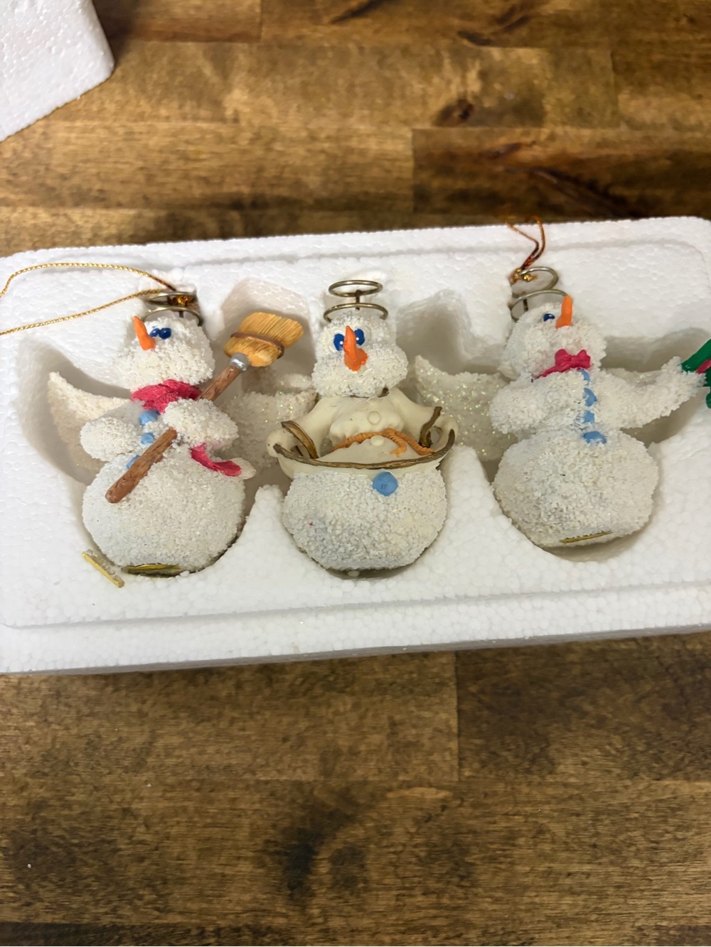 Classic White Snowman Trio Holiday Ornaments - Festive Tree Set